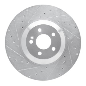 Mercedes-Benz CLS450 Brake Rotor (1) - Rear Left - R1 Concepts - Drilled & Slotted - Silver - `17-`23